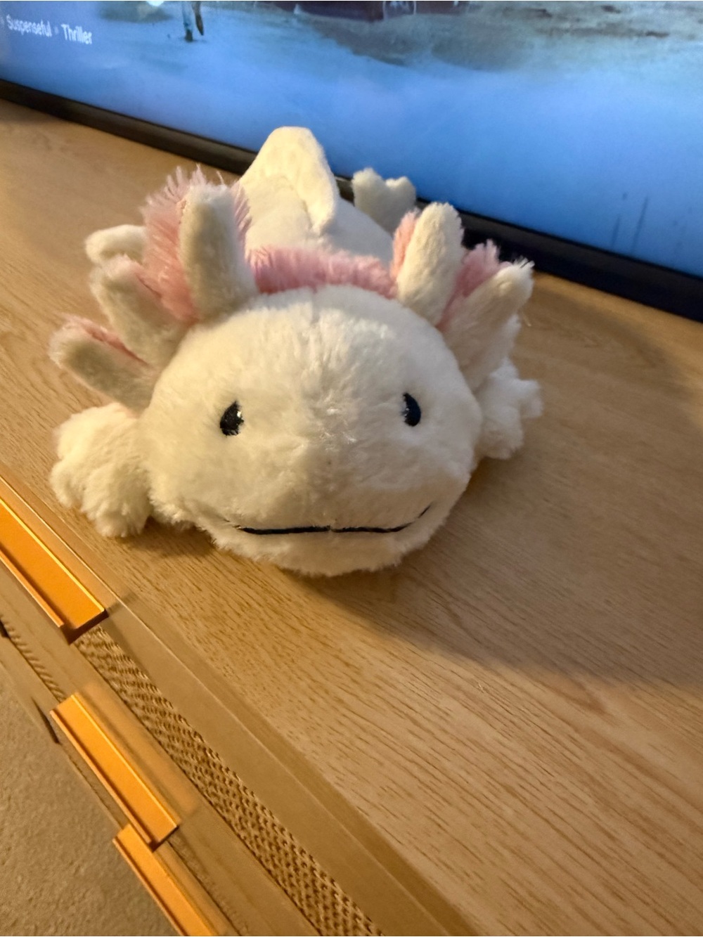 Plush Axolotl Pet Toy - White with Pink Accents